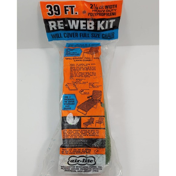 Wellington Re-Web Kit Dark Green 39 Ft Webbing Covers 1 Full Size Chair Sealed - Picture 7 of 9